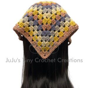 Granny Stripe Crochet Bandana Head Scarf - Stylish Hair Fashion Accessory - Boho